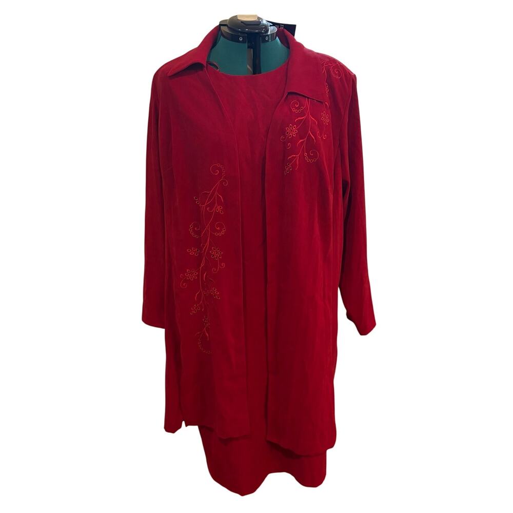 Vintage 90sโ Y2K Studio 1 Red Velvet Sheath Sleeveless Dress & Jacket Womens 20W